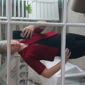 Retro Red Crocheted Sweater Vintage Style Bolero Shrug